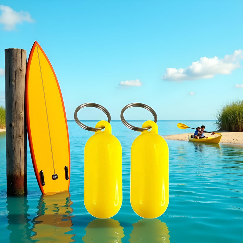 2 Pcs Yellow Floating Keychain Pills-Shape Float Key Rings for Boat Sailings Kayak Surfing Water Sports Floating Key Chain Sports Fan Key Chains Car Keychains Car Accessories, Sports Fan Key Chains