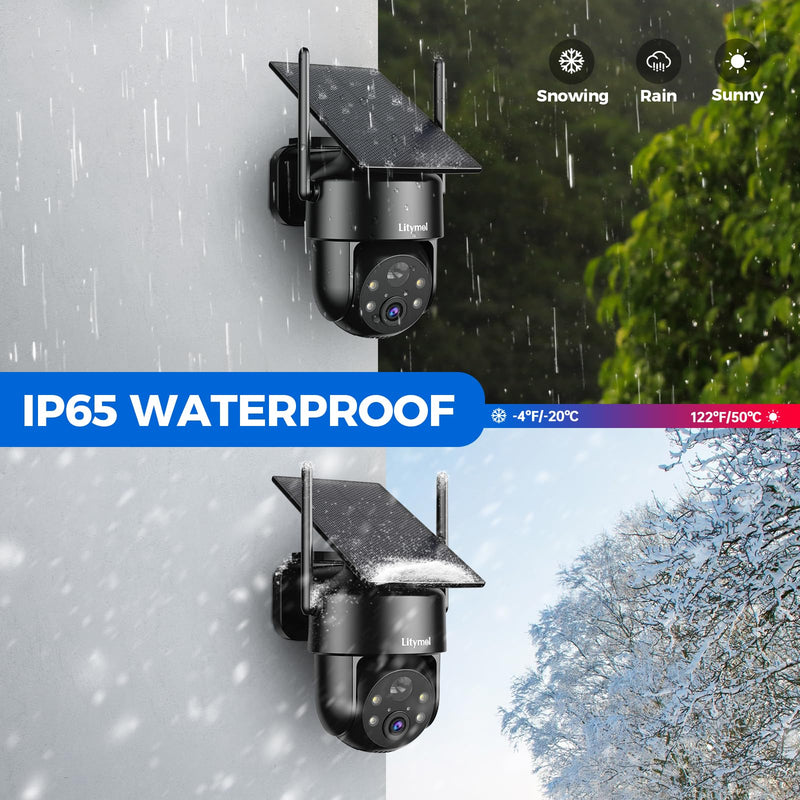 2K 2.4g WiFi Security Cameras Wireless Outdoor, 360° View Solar Cameras for Home Security, Color Night Vision, AI Detection, 2-Way Audio, Spotlight Siren Alarm, SD/Cloud Storage