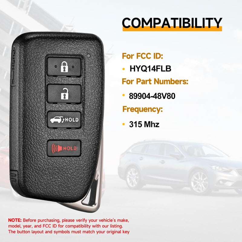 Smart Key Fob Replacement Fits for Lexus RX350 RX350L RX450H RX450HL NX200T NX300H LX570 2020 2021 RX450 2020-2022 Car Keyless Entry Remote HYQ14FLB 315MHz
