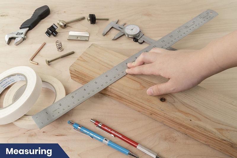 Pacific Arc 18 Inch Stainless Steel Ruler with Inch/Metric Conversion Table 18 In