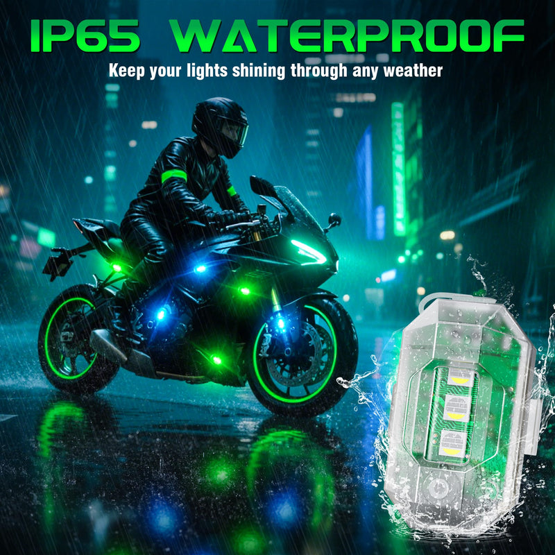 Wireless RGB LED Aircraft Strobe Lights with Remote Control, 8 Colors 10 Flash Modes DIY Mode Anti-Collision Lights Waterproof Emergency Warning Light for Drone Car Motorcycle Bike 8 Pcs