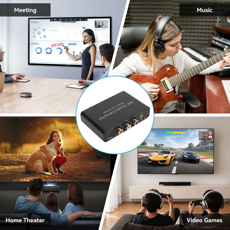 ARC Audio Extractor & DAC Converter, HD Output ARC Sound Extractor 192KHz Optical SPDIF 3.5mm Headphone Port Digital Analog Sound Converter for Home Cinema TV
