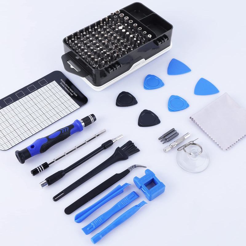 Precision Screwdriver Sets 124-Piece Computer Tool Kit with 101 Bits Magnetic, Electronics Repair Tool Kit for iPhone, MacBook, Laptop, PC, Tablet, PS4, Xbox, Nintendo, Game Console Blue-124