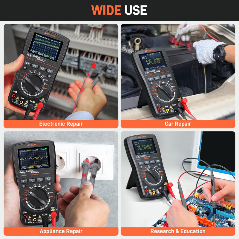 Handheld Oscilloscope Multimeter, GOCHIFIX 2 in 1 Portable Digital Oscilloscope Multimeter 10Mhz Bandwidth, 50MSa/s Sampling Rate, 6000 Counts, Automotive Multimeter Oscilloscope 10 Mhz