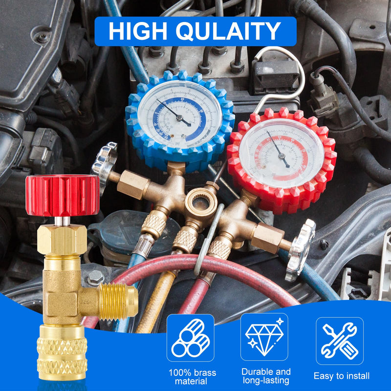 R12 R410 Refrigerant Charging Valve, Safety Flow Control Ball Valve, Brass Low Loss HVAC Fittings for R12 R22 R410A AC Manifold, Mini Split Air Conditioner Tool (1/4'' Male x 5/16'' Female) 1/4'' Male x 5/16'' Female