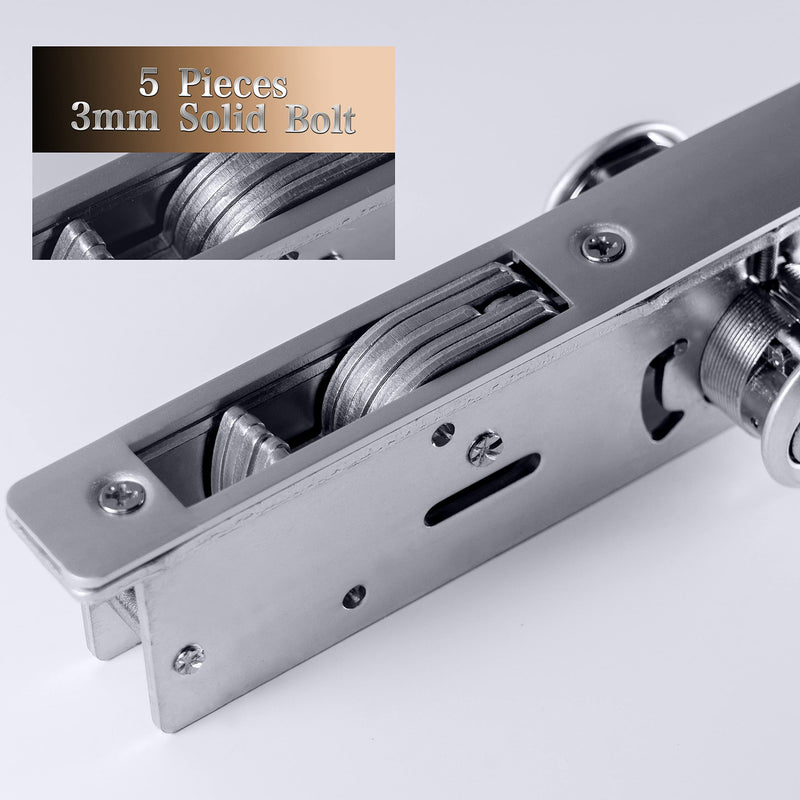 Cylinder Deadbolt Mortise Lock - Commercial Storefront Door Lock Double Keyed Cylinder 1-1/8" Backset Hook Deadbolt for Storefront Entry Doors 1-1/8"hook deadbolt