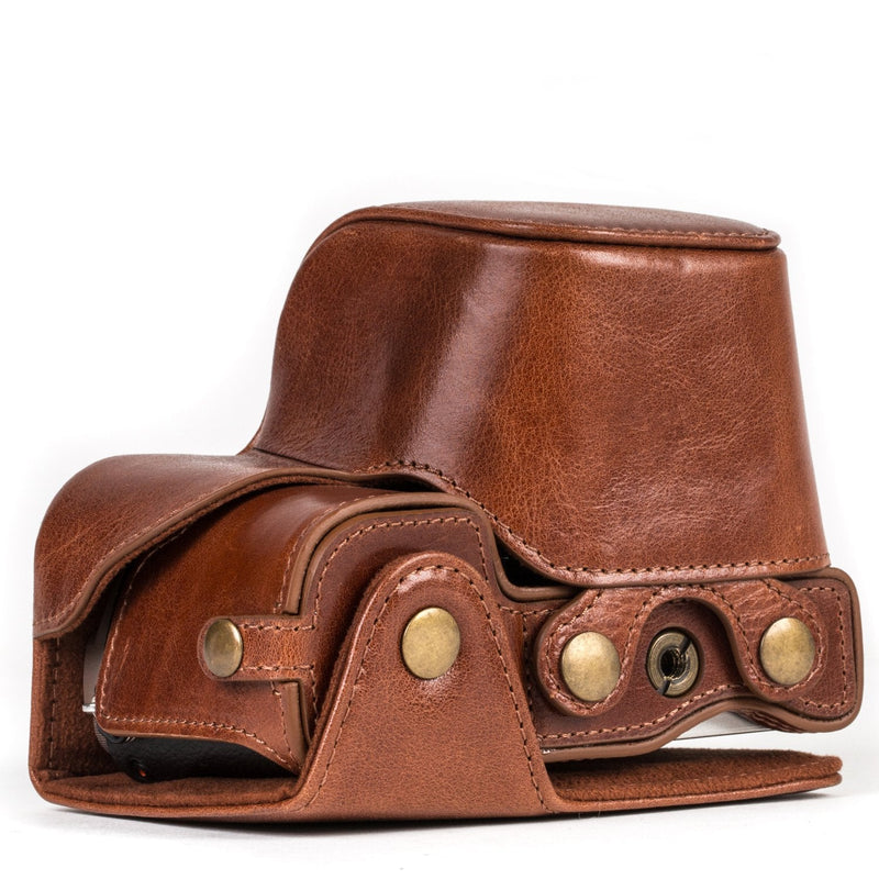 MegaGear Ever Ready MG559 Genuine Leather Camera Case, Bag for Sony Alpha A6000, A6300 with 16-50mm (Dark Brown) One Size Dark Brown