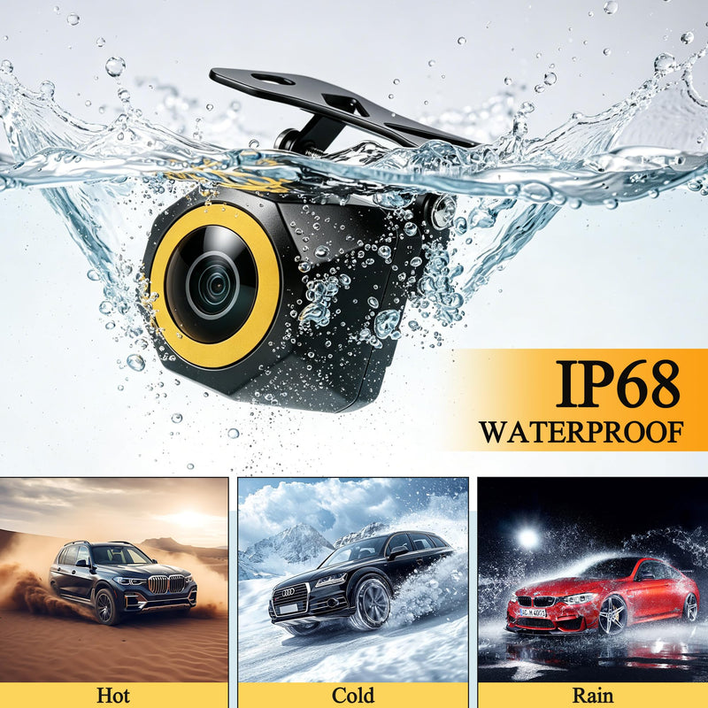 Backup Camera Metal Housing AHD 4k Night Vision: 170° Wide Angle Rearview Reverse Camera with License Plate Mount and Excellent IP68 Waterproof for Vehicle SUV RV Pickup