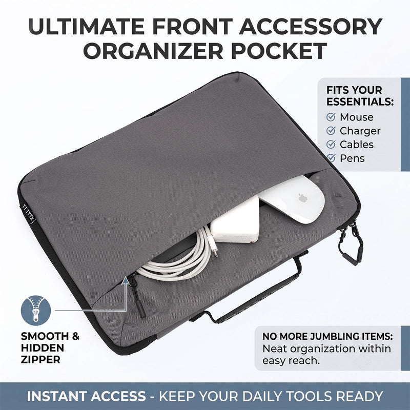 Laptop Sun Shade with Built-in Stand Folds to Computer Sleeve Bag – 600D Oxford Glare Blocking Privacy Hood for 15-16" Laptop, Gray