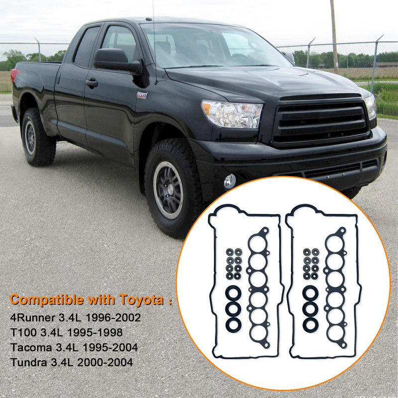 Engine Cylinder Valve Cover Gasket Set Fits Toyota 3.4 V6 5vz-fe 1996-2002 4Runner 1995-1998 T100 1995-2004 Tacoma 2000-2004 Tundra Replaces VS50422R MS95899
