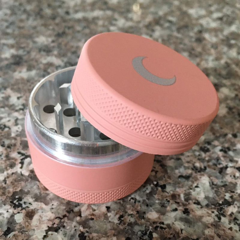Brando Moon 1.5 inch Pink with White Moon Kitchen Crusher - 3 Piece Small Metal Manual Crusher (Upgraded Version)