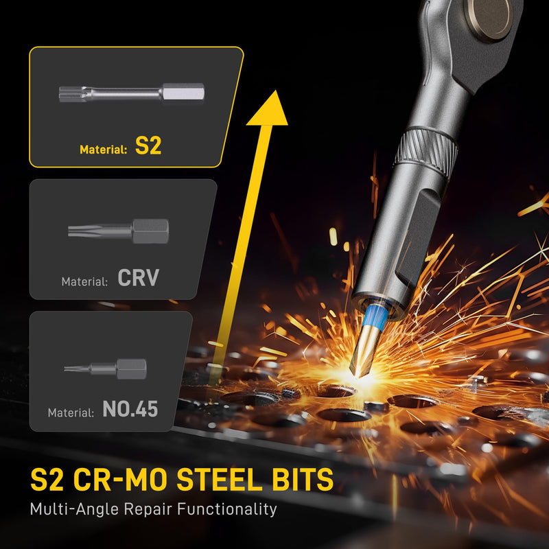  [AUSTRALIA] - 42 in 1 Magnetic Screwdriver, Screwdriver Set, Multi Bit Ratcheting Screwdriver Set with Storage Case Repair Tool Kit for Computer, Eyeglass, Bicycles, Watch, Ring Doorbell, Furniture and DIY Grey
