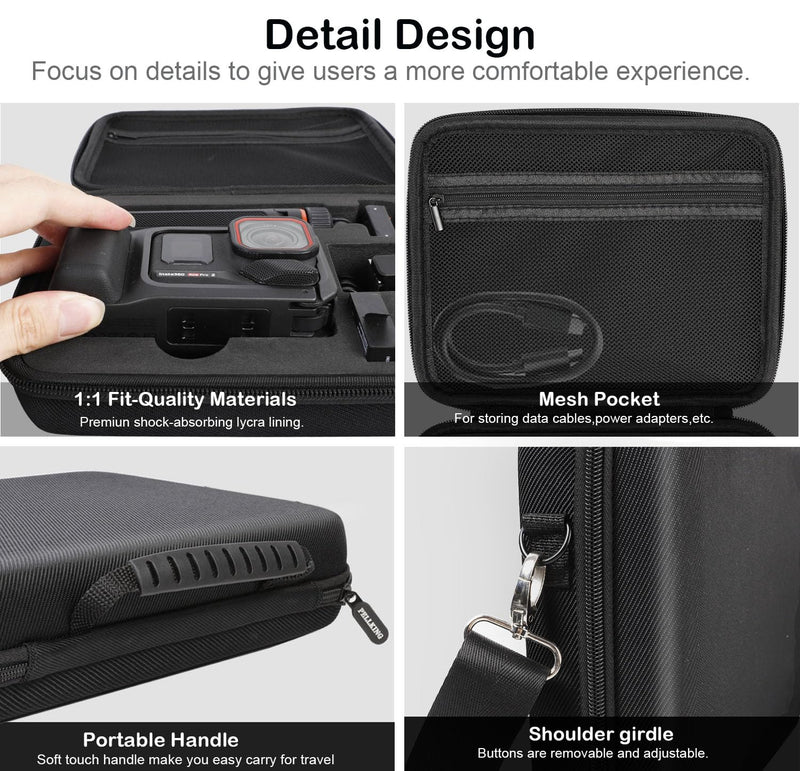 PellKing Selfie Stick & Carrying Case 2 in 1 Kit for Insta360 Ace Pro 2, 16.14in Selfie Stick Tripod with Magnetic Quick Release Mount, Portable Hard Case, Vlog & Travel for Insta360 Ace Pro 2