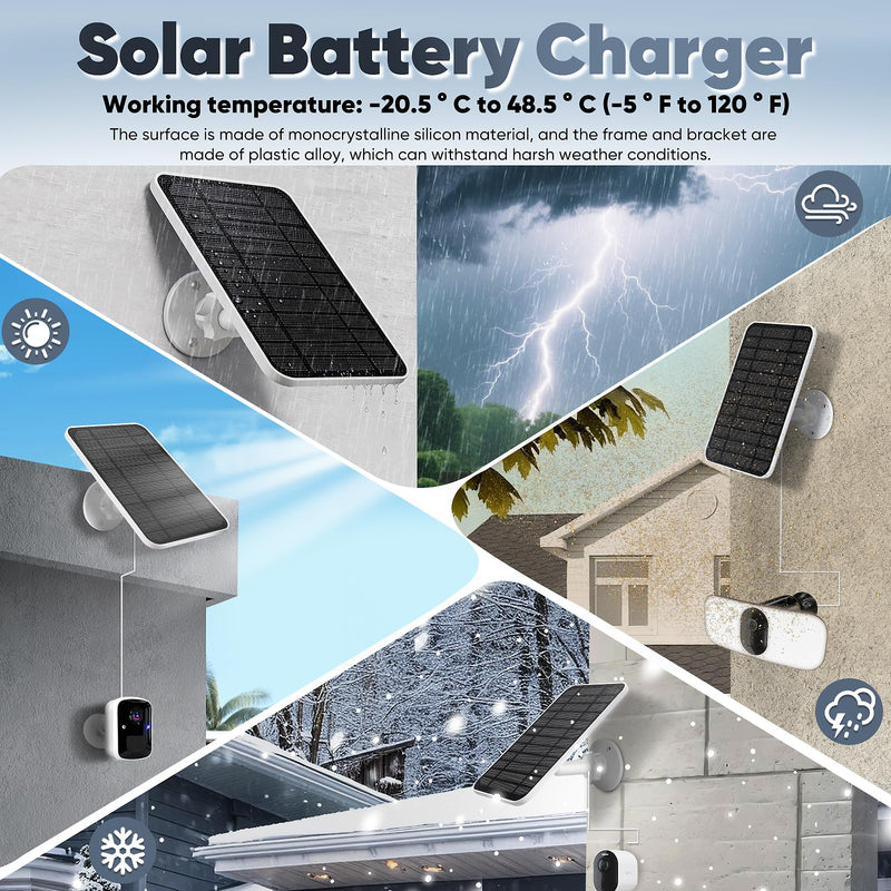 Solar Panel with Battery Compatible with Arlo Pro 6XL/6/5S/3, Ultra Camera | 4W Solar Panel Charger for Arlo Series, Weatherproof, Adjustable Wall Mount, 10ft/3m Cable