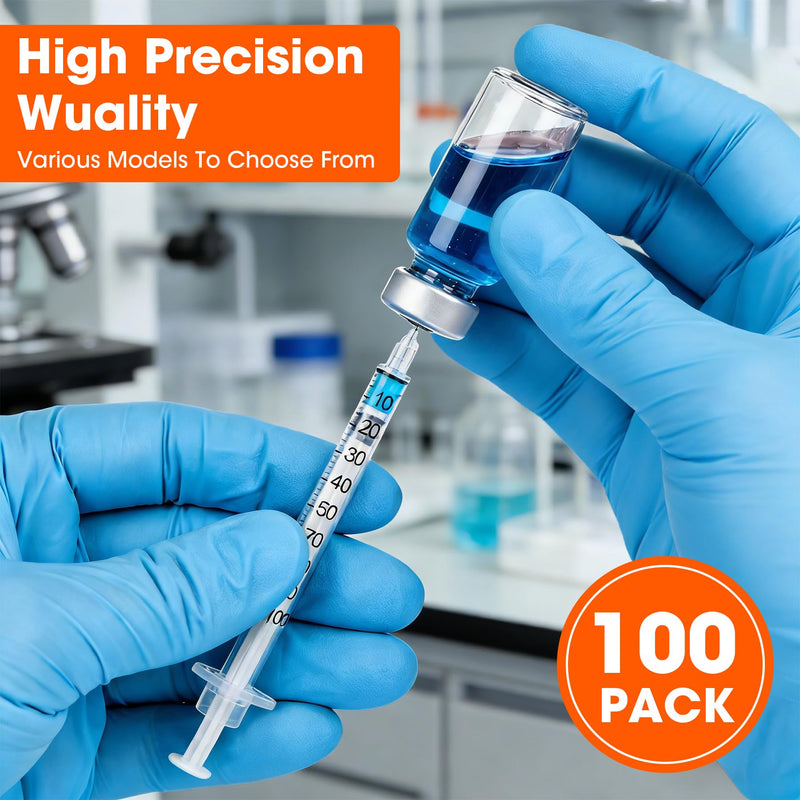 1ml/cc 32G 5/16" (8mm) Syringe, U-100 Scientific Lab Syringes, Disposable Individually Packaged, 100 Pack 1ML-32G 5/16" 100.0
