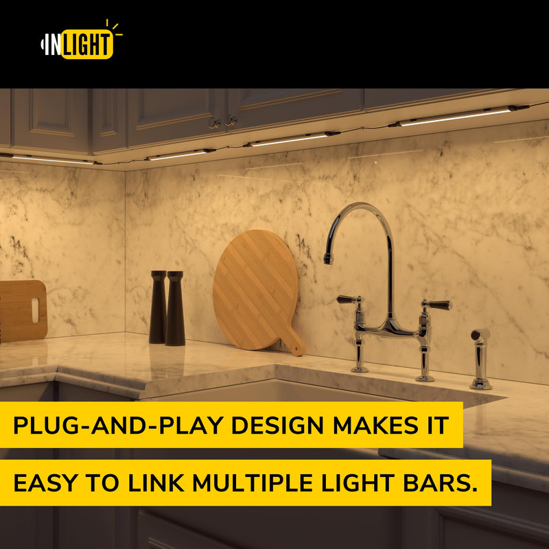 GETINLIGHT 12-inch Plug-in LED Under Counter Lights for Kitchen, Soft White 3000K, Pack of 3, IN-0110-23-SN 3 Light Pack