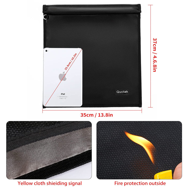 Large Faraday Cage (13.8" X 17.7"), Fireproof Waterproof Key Fob Protector, Faraday Bags for Phones, Car RFID Signal Blocking, Anti-Theft Pouch, Anti-Hacking Case Blocker Black 13.8"X17.7"
