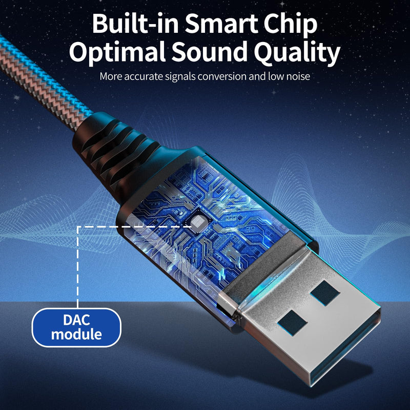 USB to 3.5mm Jack Audio Adapter, Audio Aux Cable External Stereo Sound Card, USB-A to 3.5mm TRRS Female Headset for PS4/PS5/Headphone/Mac/Linux/PC Windows/Laptop/Desktops/Docking Station/iOS (Gray)