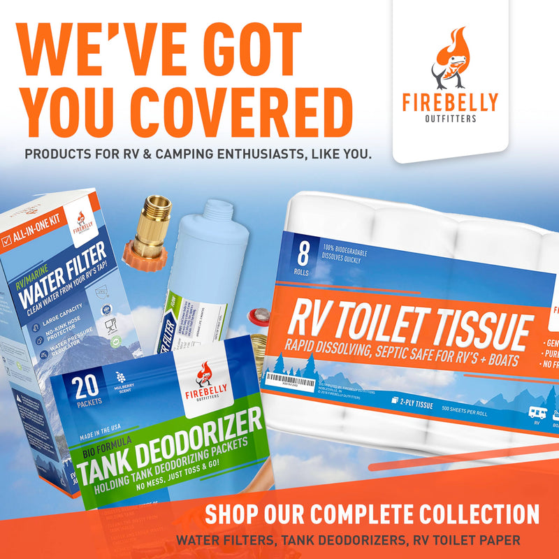 Firebelly Outfitters RV Holding Tank Deodorizer + Septic Tank Treatment + Cleaner - 20 Packets, Mulberry – Sewer Solution, Marine Camper Portable Toilet Chemicals, Odor Eliminator, Formaldehyde Free