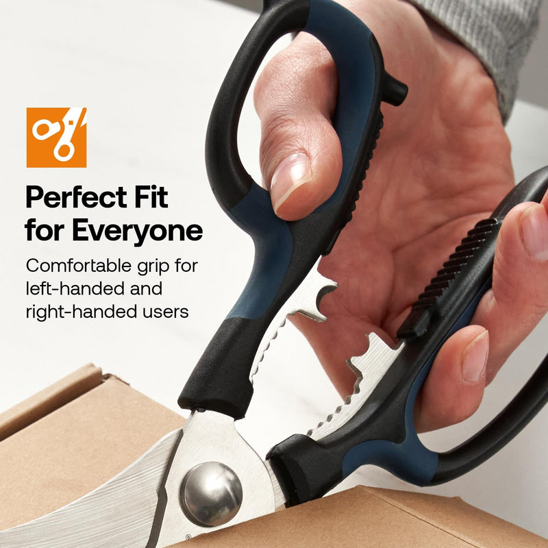 AnySharp 5-in-1 Multi-Function Kitchen Shears - Kitchen Scissors Heavy Duty with Hardened Steel Blades - Cut Chicken Bones and Thick Fabrics - Grip for Both Left and Right Handed - Dishwasher Safe Alloy Steel