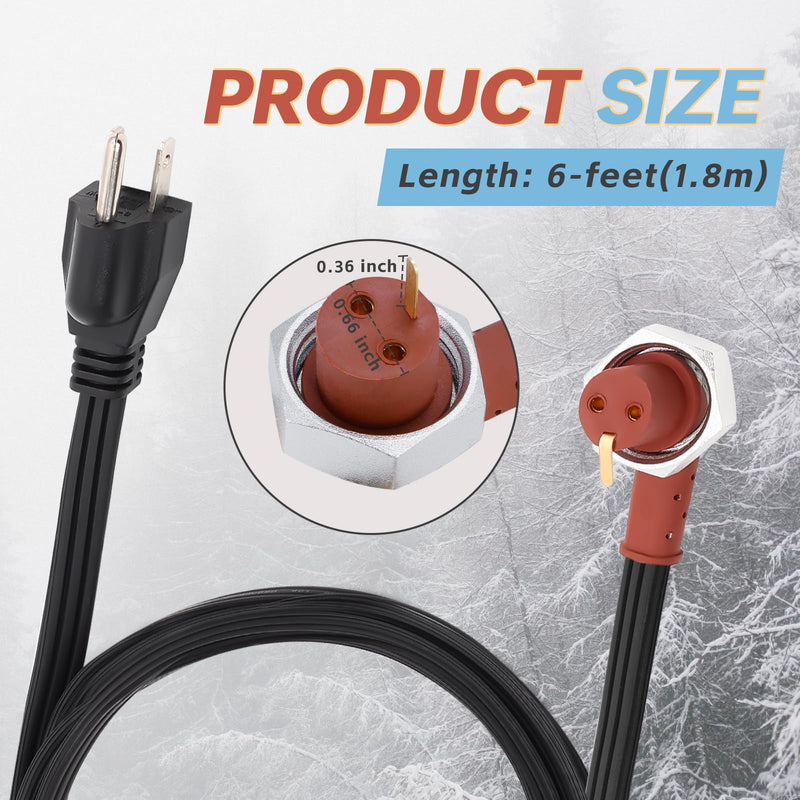 120V Block Heater Cord 251919 for Ford 7.3 6.0 6.4 6.7 L Powerstroke Diesel F250 F350 Dodge Ram Cummins Diesel 5.9, 6.7 L Fits Heavy Duty Immersion Heaters and Engine Block Heaters,6-feet