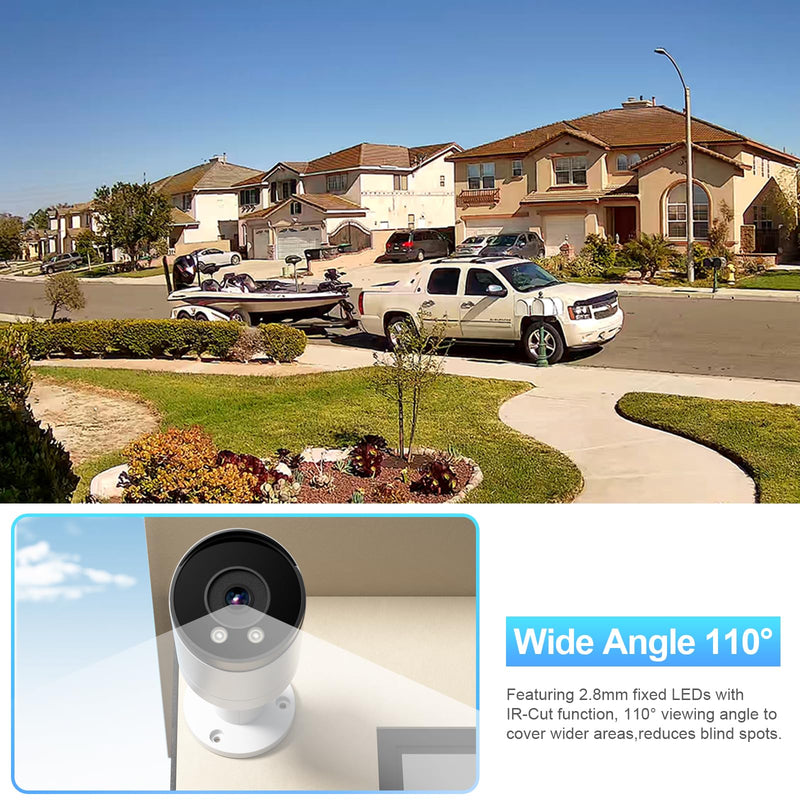 8MP AI IP PoE Camera, Bullet Security Surveillance Camera Outdoor IP67, Face Detection, Human &Vehicle Detection, 2.8mm Lens Wide Angle 110 °, Built-in Mic, Night Vision 100ft, INB8BR49E 8MP W/B NIGHT VISION