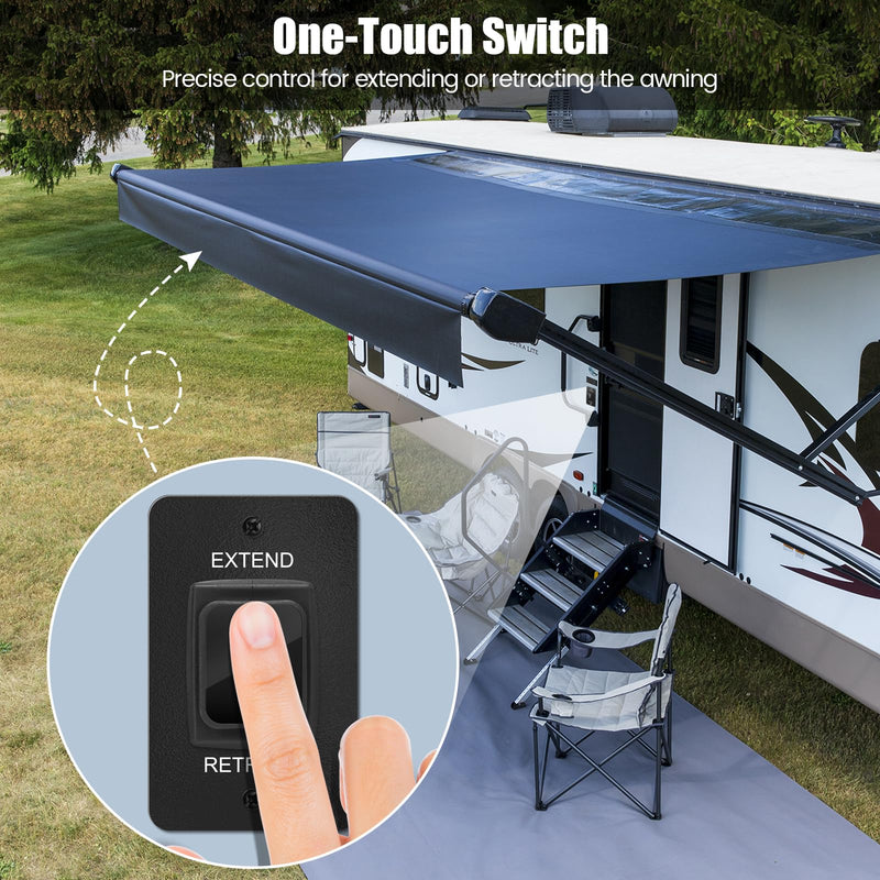 40A Power RV Awning Switch Kit, Haoguo Electric Motorhome Awning Switch with Corrosion-Resistant Metal Panel, Waterproof IP68 Button & Complete Accessories - Compatible with All Solera Power Awnings