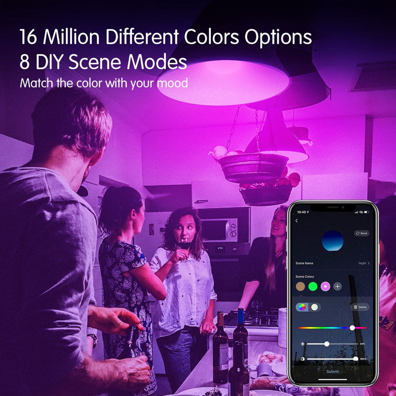 DAYBETTER Smart Light Bulbs, Alexa Light Bulb, WiFi Light Bulbs, RGBCW Color Changing Light Bulb A19 9W 800LM, Smart Bulbs that Work with Alexa & Google Assistant, 2.4Ghz only, No Hub Required,10 Pack 10