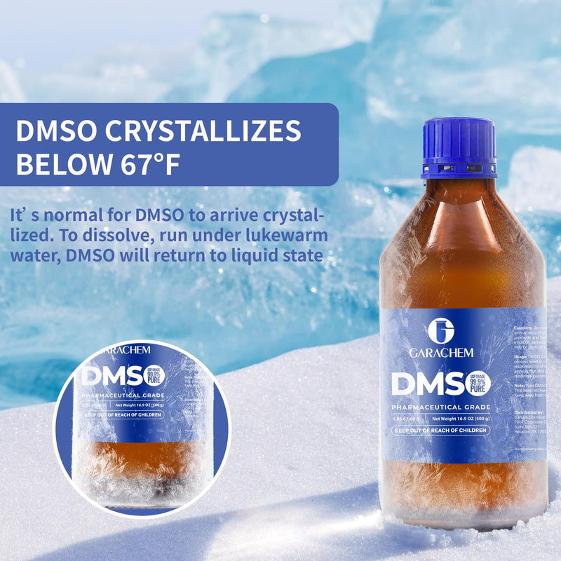 GARACHEM Pharmaceutical Grade 99.9% Pure DMSO in a Glass Bottle, Pure Liquid Dimethyl Sulfoxide 16.9 OZ, Non-Diluted, Low Odor