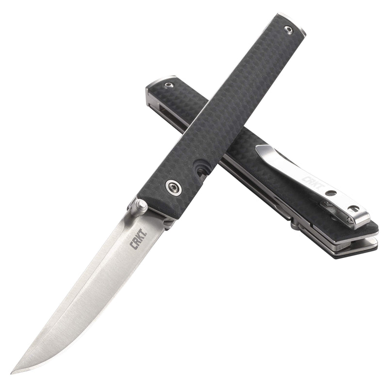 CRKT CEO EDC Folding Pocket Knife: Low Profile Gentleman's Knife, Everyday Carry, Satin Blade, IKBS Ball Bearing Pivot, Liner Lock, Glass Reinforced Fiber Handle, Deep Carry Pocket Clip 7096V