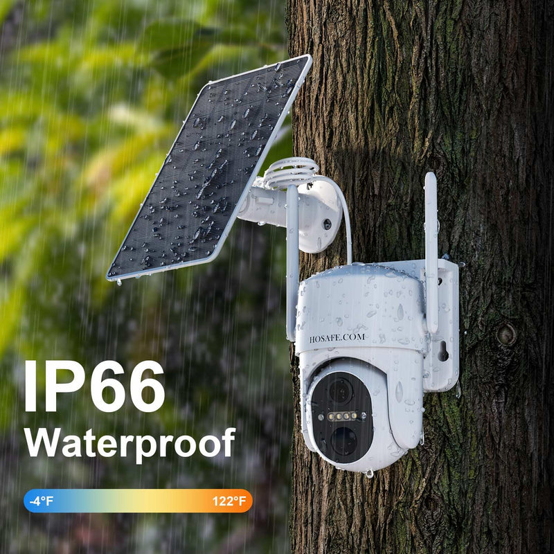 HOSAFE.COM 4G LTE Cellular Security Camera Outdoor, No WiFi Security Camera Outside, Wireless Security Camera Outdoor Solar Powered, 360 Ptz, Human Sensor, 2K HD, 2-Way Talk, IP66, 2 Pack 4G Cellular Camera (2 Pack)