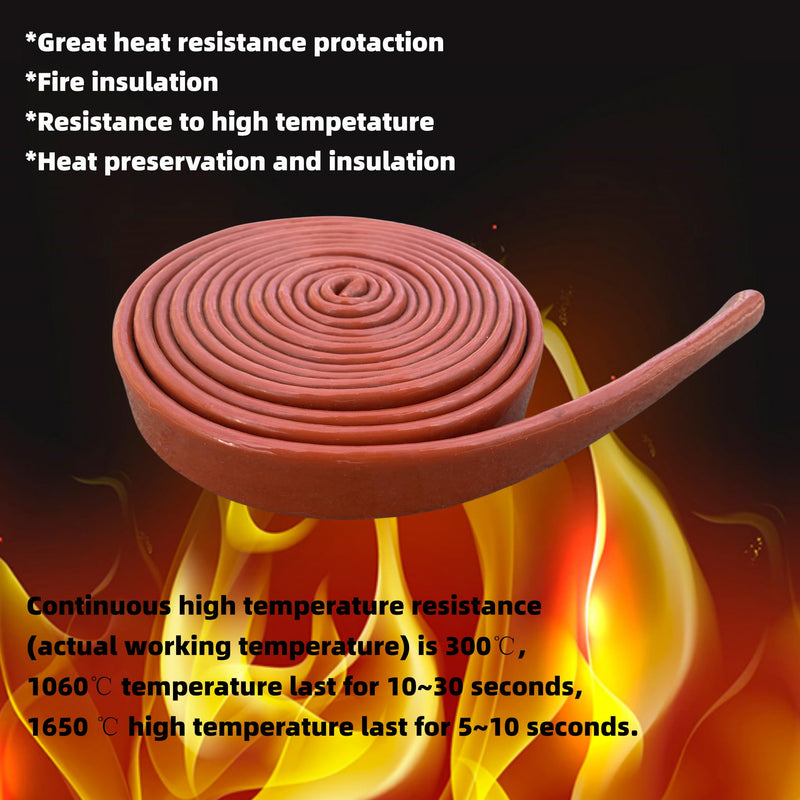 Heat Shield Fire Sleeve 1.25"(32mm) ID x 5FT Silicone Coated Fiberglass Heat Wrap Fire Thermo Armor for Automotive Hose Lines Wires & Electrical Wiring Red 1.25'' ID, 5 feet