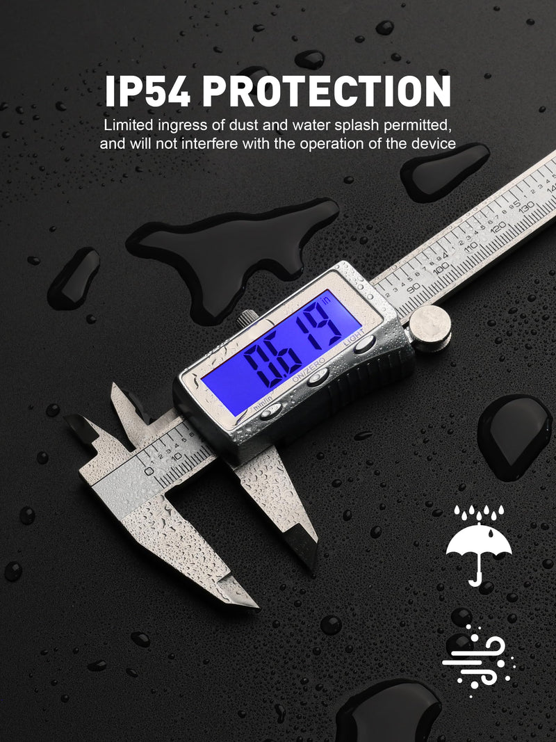 6'' Rechargeable Digital Caliper, All Metal & Long Lasting Design | Digital Vernier Caliper Measuring Tool with 0.001'' Accuracy, LCD Backlight Screen, Fast Type-C Charging & Auto-Off Design