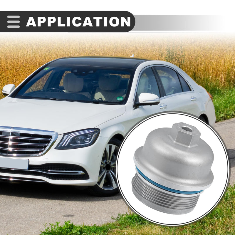 Motoforti Engine Oil Filter Housing Cover, for Cadillac CTS 2.8L 3.0L 3.6L 2004-2015, Metal,Silver Tone