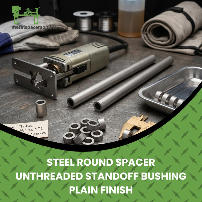 1/2" OD x 3/8" ID x 8" Long Steel Tube/Spacer (2 Pack) Metal Spacers Online Seamless Round Tubes/Spacers – Industrial Metal Tubing for DIY, Cutting, Welding, & Repairs Fits Screws and Bolts 3/8” 2