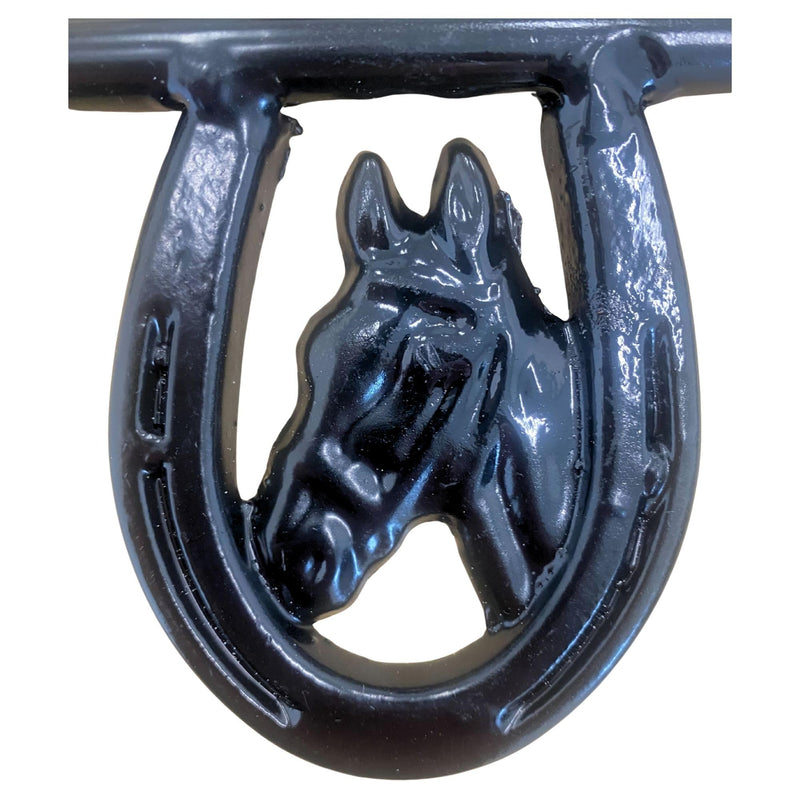 Intrepid International Horseshoe with Horsehead Barn Door Latch - Heavy-Duty Steel Hardware Included, Rust-Resistant Design, Black