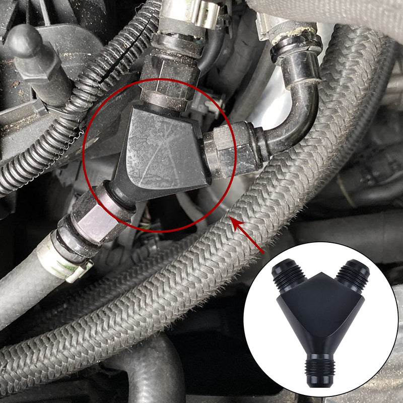 EVIL ENERGY 6AN Y Block Flare Fitting Adapter Union Splitter Black 3 × 6AN