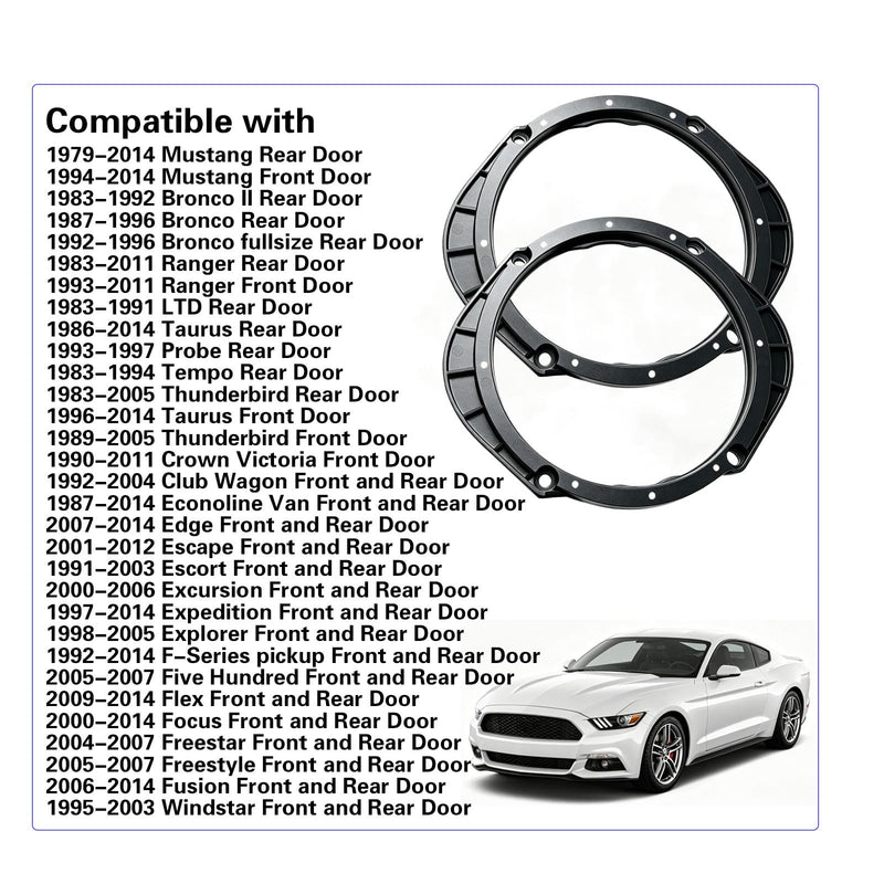 5x7 6x8 to 6.5 Inch Door Speaker Spacer Bracket Adapter for Ford Lincoln | for 1993-2011 Ranger 1998-2005 Explorer 1994-2014 Mustang 2001-2012 Escape 1998-2014 Navigator Mercury 1996-2009 Sable