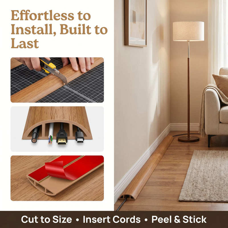 3.3FT Floor Cord Covers,Soft PVC Cable Protector for Extension Wires,Cord Hider for Home and Office-Yellow