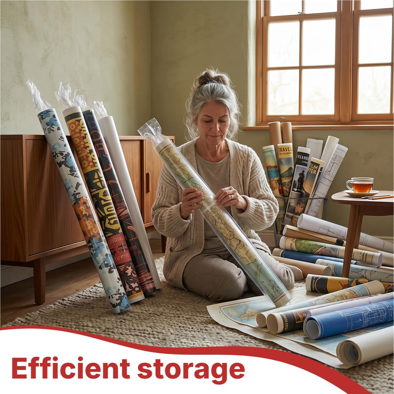 25 Pack Poster Sleeves 6 x 51 Inch Banner Bags Clear Flat Open Long Plastic Bag 2.4 Mil Poster Tube for Blueprint Waterproof Poly Bag for Maps Artwork Storage for Office Dust and Moisture Protection