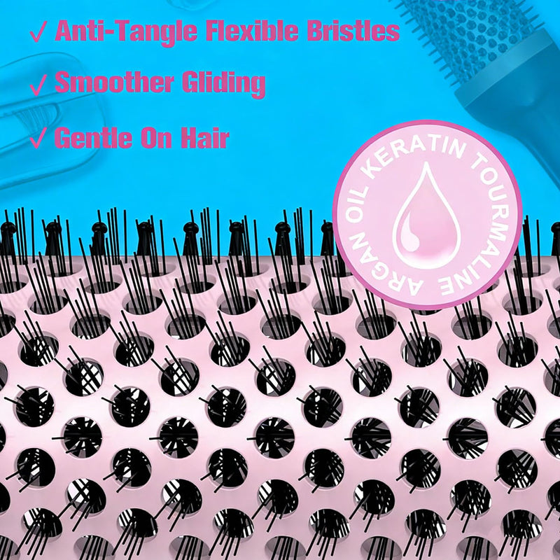  [AUSTRALIA] - Thermal Brush 38mm Heated Hot Brush, Ceramic Tourmaline Ionic Curling Iron for Voluminous Curls & Smooth Hair, Dual Voltage