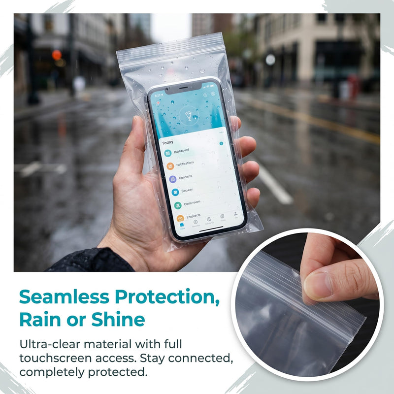 50 PCS Transparent Mobile Phone Dust Bag Disposable Plastic Self-Sealing Bags Waterproof Anti-Scratch Touchscreen Protector Cover, 20x10cm