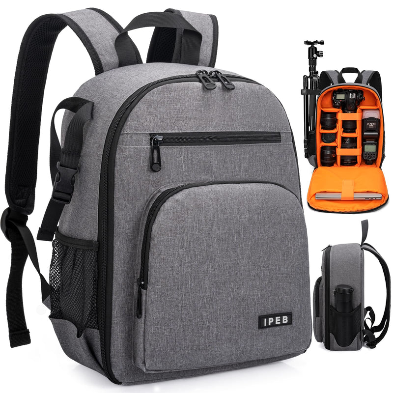 Camera Backpack for DSLR/SLR/Mirrorless Bag Professional Waterproof Camera Case 11"X5.9"X15" for Photographers Grey Orange Grey-orange