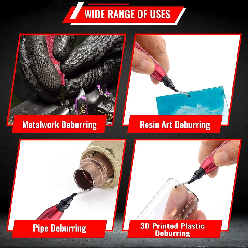 AFA Tooling - Deburring Tool with 30 Extra High Speed Steel Swivel Blades - Works on Metal, Resin, PVC Pipes, Copper, Plastic and 3D Printed Edges - Plumbing & 3D Printing Burr Removal Reamer Tool Tool + 30blades