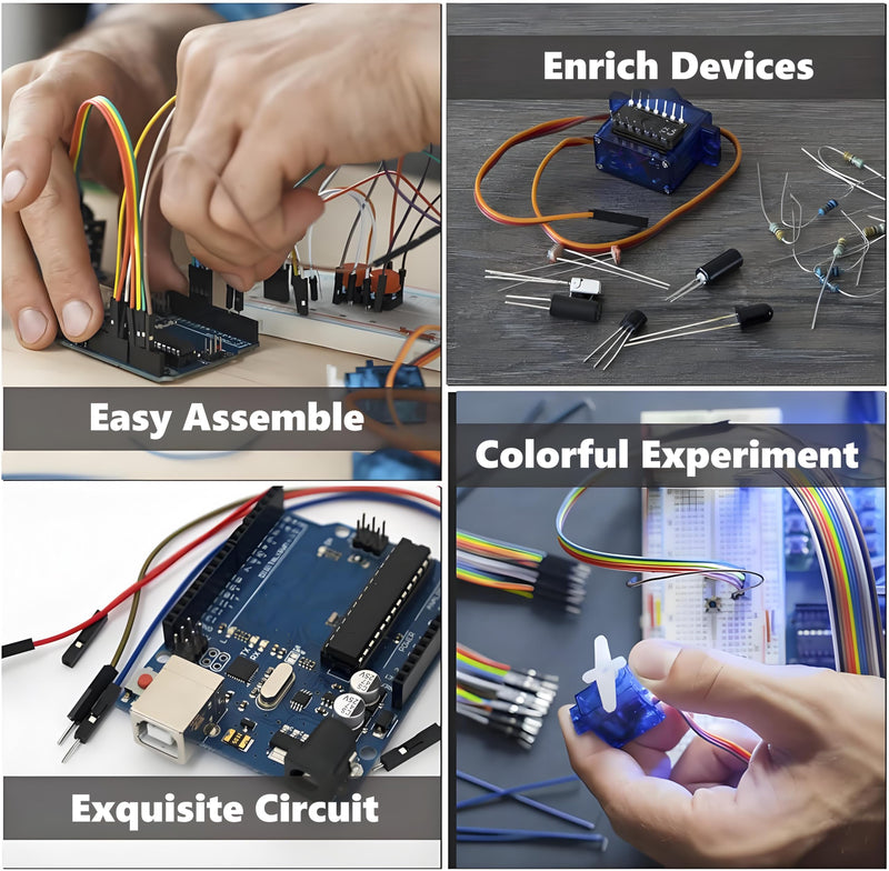 UNO R3 Kit Mega328 Tutorial Compatible with Arduino IDE 40 in 1 Electronics Circuit Breadboard Engineering Kit for Kids and Engineers, 720P Video Courses and Online Technical Support for Beginners Complete