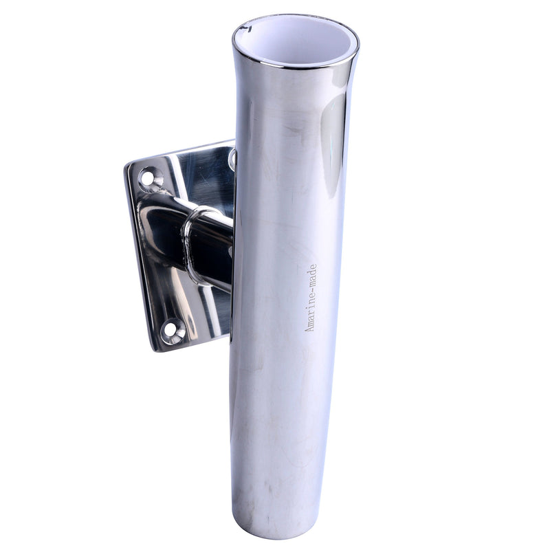 Amarine Made Stainless Steel Rod Holder, Tournament Style Single Rod Holder, Transom Mounted , Wall Mounted - 20 Degree