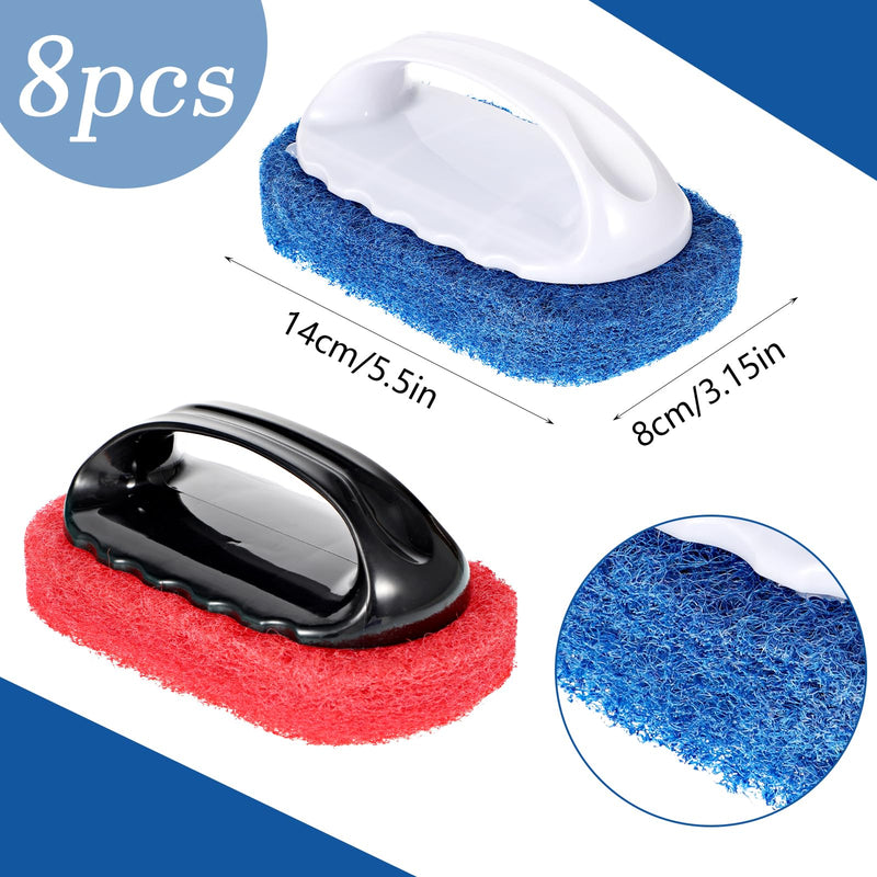 8 Pack Teak Brush Cleaner with Handle Teak Cleaning Brush Cleaning Scrub Scouring Pads Scrubbers for Simple Easy Polishing Refinishing Clean up Boat Accessories