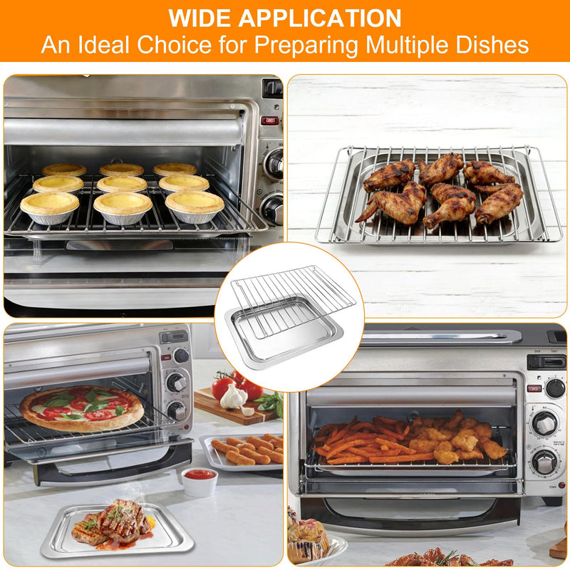 Replacement Parts for Hamilton Beach 2 in 1 2 Slice 31156 Countertop Toaster Oven, 12.6×9 IN Stainless Steel Food Grade Toaster Oven Accessories Replacement Tray, Dishwasher Safe 12.6×9 IN Set for Hamilton Beach 2 Slice