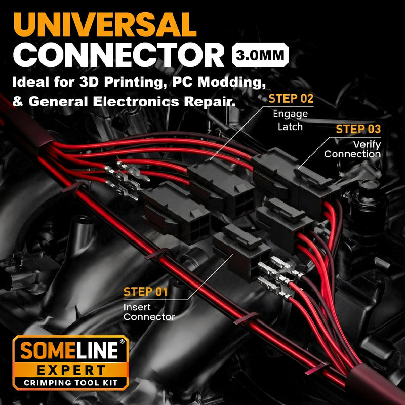 SOMELINE Micro-Fit 3.0 Connector Crimping Tool Kit, 2-16 Pin Dual Row Male & Female Housings, 28-18 AWG Terminal, 2 Pin Extractors & 32-20 AWG Crimper, Compatible with Molex, for PC, 3D Printers & DIY Micro-Fit 3.0mm Pitch