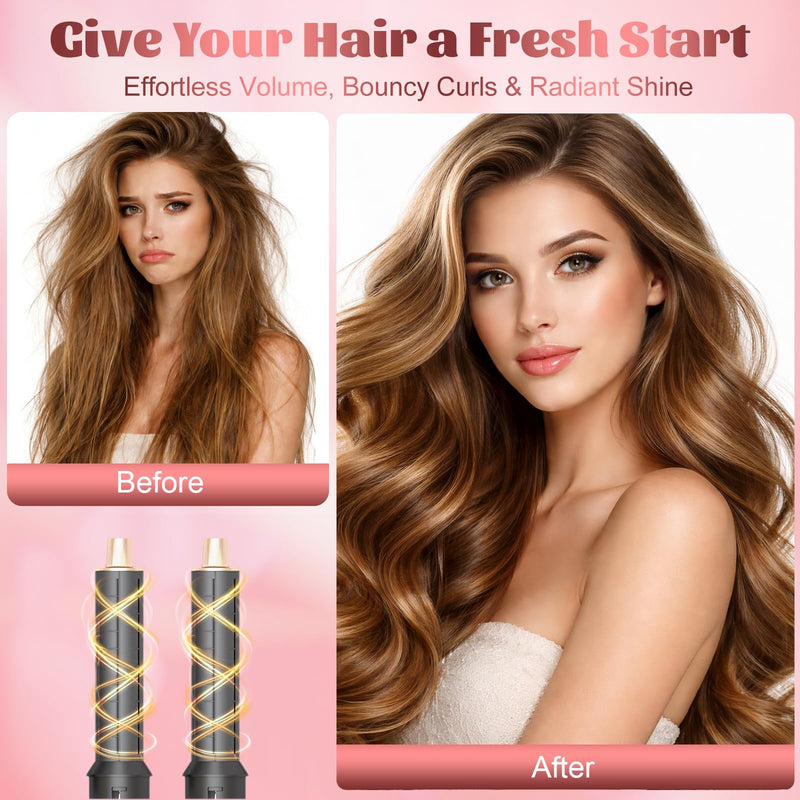 5 in 1 Hair Styler & Hot Air Brush - Air Curling Wrap with Low-Speed Negative Ion Technology, Hair Dryer Brush for Drying, Curling, Straightening & Styling, Hair Styling Tools at Home (Slate) Slate
